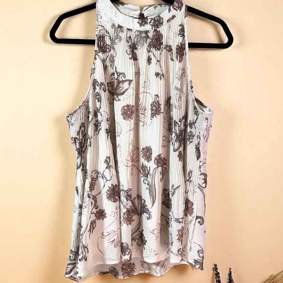Feminine Natural Summer Flared Sheer lined delicate sleeveless blouse Size M EUC - Picture 1 of 6